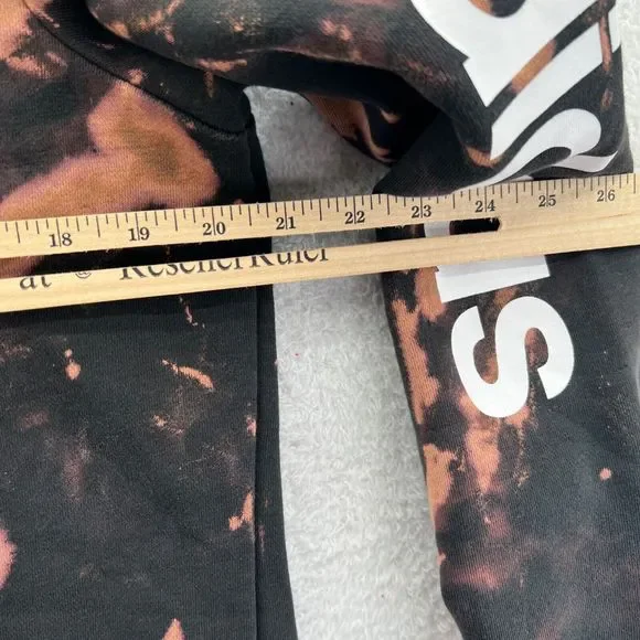 Adidas Hoodie Womens XL Black Sweatshirt Running Full Zip Bleach Dye Custom Gym - Picture 8 of 11